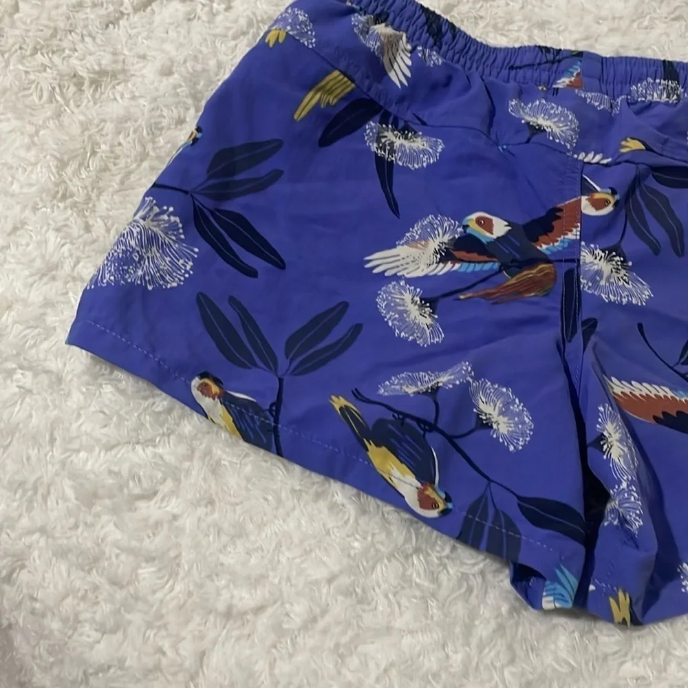 Patagonia Blue Parrot Print Shorts for kids
